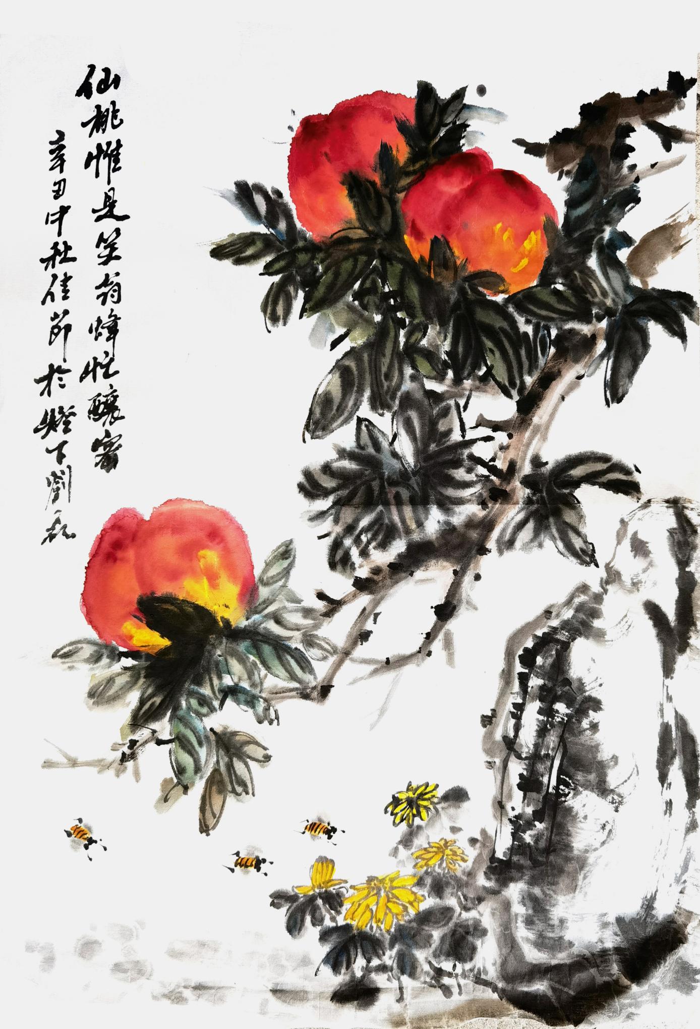 仙桃芬芳 六尺斗方90x100