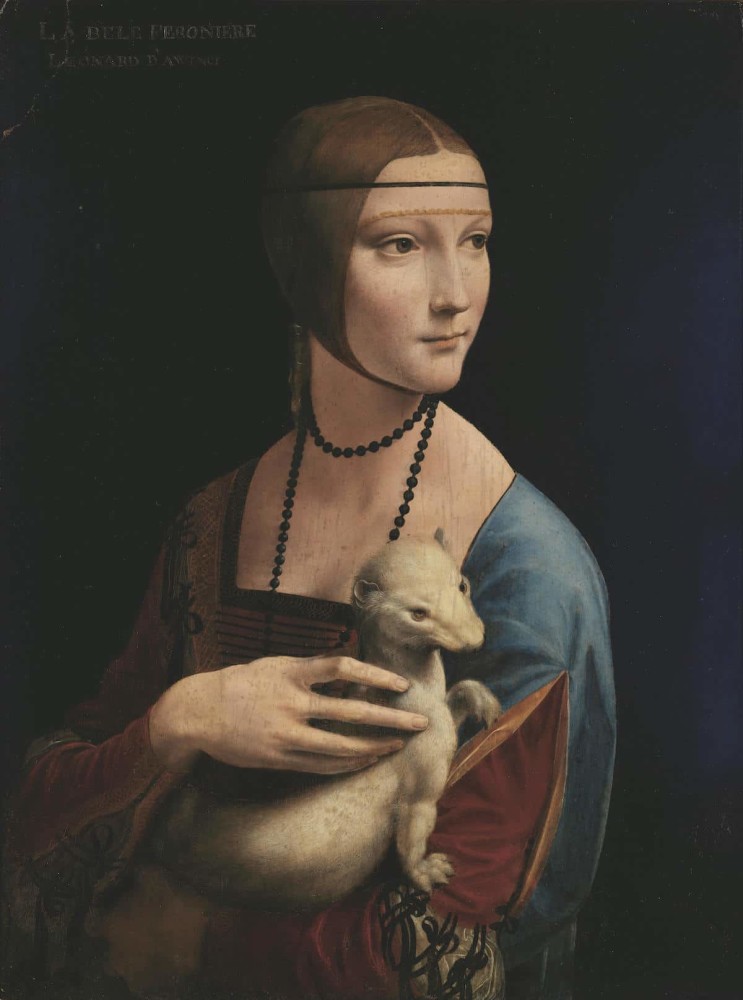 莱昂纳多·达·芬奇（Leonardo da Vinci），“抱貂的女士”，c。1489-91。
